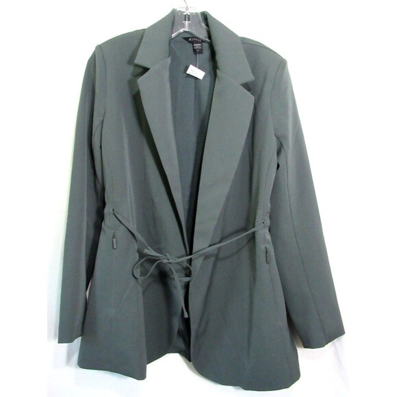 Athleta Green Endless Primatwill Tie Waist Long Sleeve Lined Jacket Size 6 NWT - Picture 1 of 3